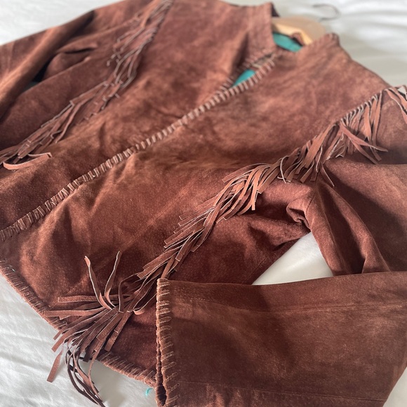 Vintage Jackets & Blazers - RARE Vintage Suede Leather Fringe Western Jacket